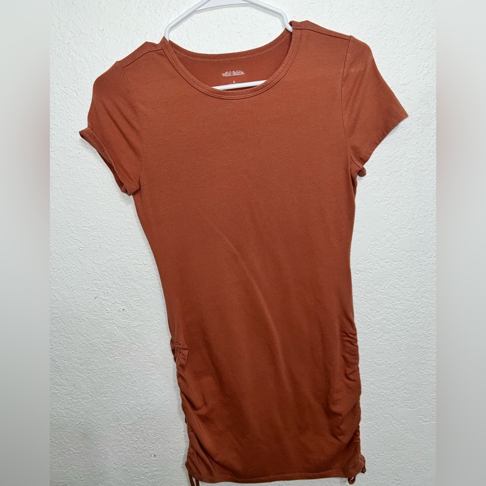 Target Orange Fitted Ruched T-Shirt Dress
